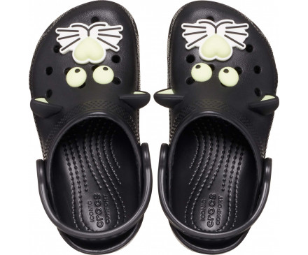 Toddler Classic Glow-In-the-Dark Black Cat Clog