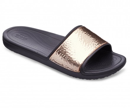 Women's Crocs Sloane Hammered Metallic Slides