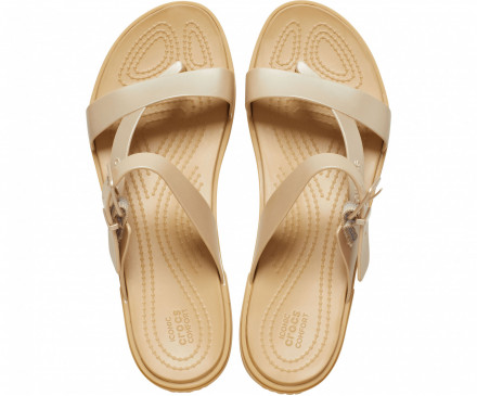 Women's Crocs Tulum Metallic Toe Post Sandal
