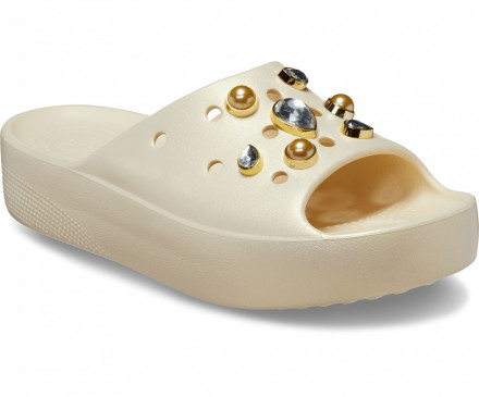 Classic Platform Crystals & Pearls Slide