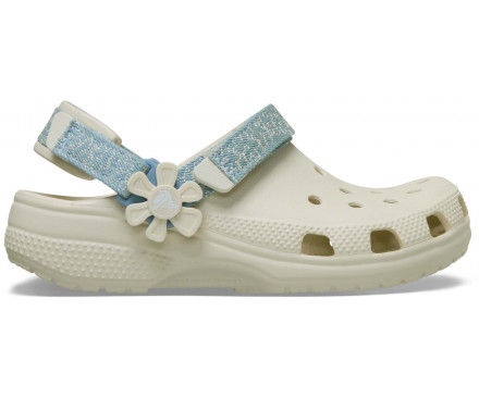 Kids’ Classic Denim Flower Adjustable Backstrap Clog