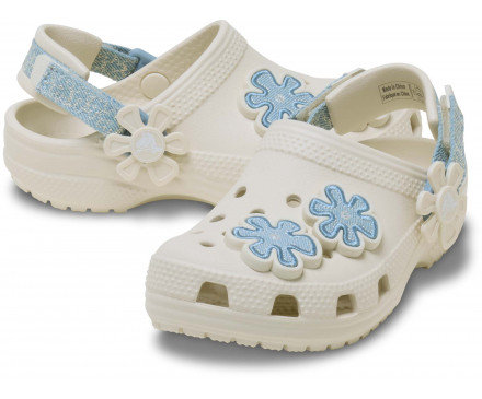 Toddler Classic Denim Flower Adjustable Backstrap Clog