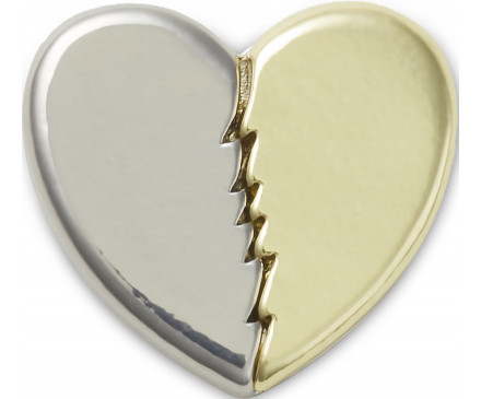 Gold and Silver Split Heart